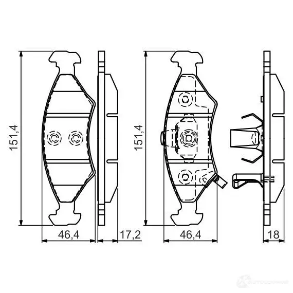 Тормозные колодки, комплект BOSCH 23266 342511 BP1468 0986494547