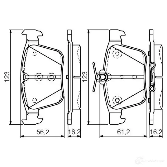 Тормозные колодки, комплект BOSCH 0986tb3176 25008 E9 90R - 02A0119/3530 6016734