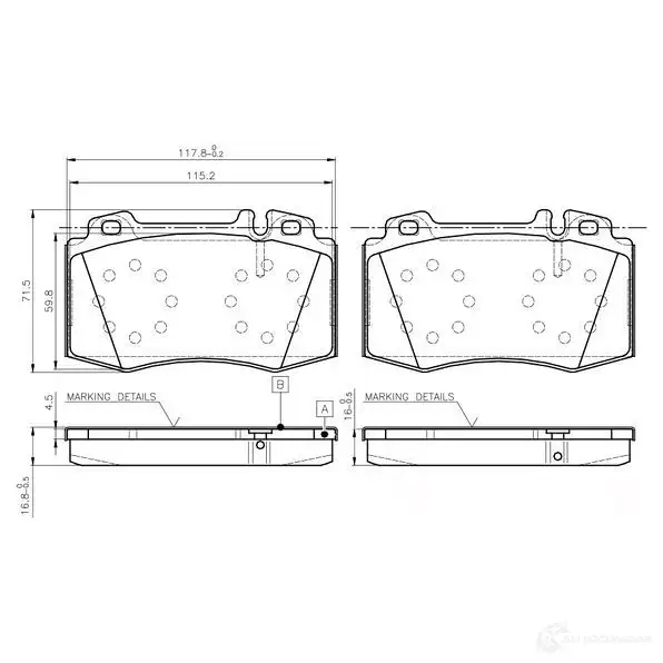 Тормозные колодки, комплект BOSCH 6014228 ZFJ 7Q 0986tb2958 4047024257498