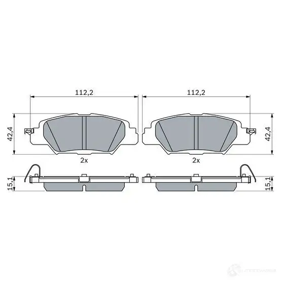 Тормозные колодки, комплект BOSCH 0986460006 6SX5 E 1437921836