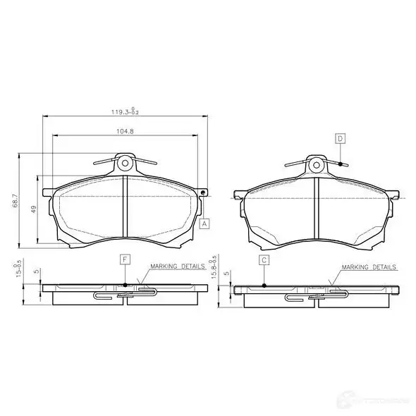 Тормозные колодки, комплект BOSCH CVQ UWBV 4047023034977 0986tb2278 6014026