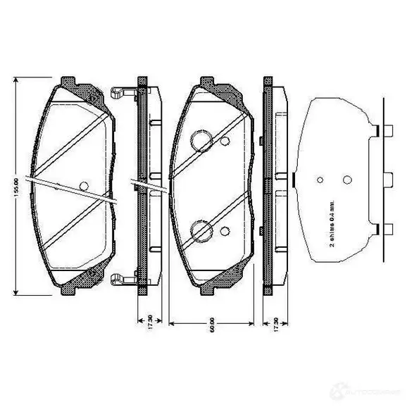 Тормозные колодки, комплект BOSCH VH20 KER 4047024559578 6016320 0986tb3001