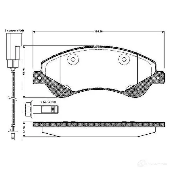 Тормозные колодки, комплект BOSCH YSN AF6 4047024257436 6016414 0986tb2952 изображение 0