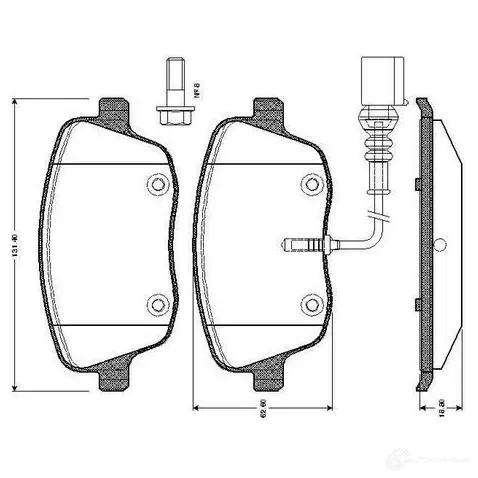Тормозные колодки, комплект BOSCH 0986tb2382 D1437 8555 D1437 8555 6014340