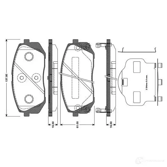 Тормозные колодки, комплект BOSCH 4047024790803 0986tb3124 6016628 9CM XOJ2