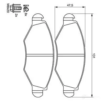 Тормозные колодки, комплект BOSCH 0986424660 8254D1143 336349 23 597