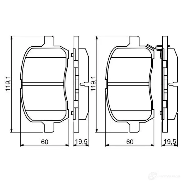 Тормозные колодки, комплект BOSCH 0986494306 2 4793 342293 7932-D1028 изображение 0