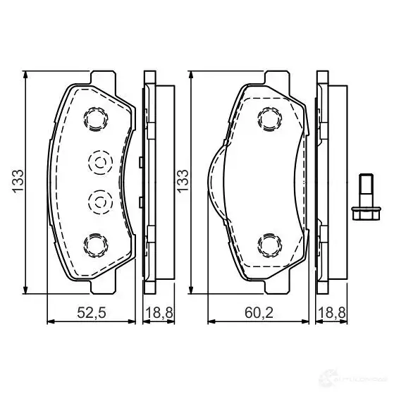 Тормозные колодки, комплект BOSCH E9 90R - 02A0108/3533 25250 0986tb3158 1193496902