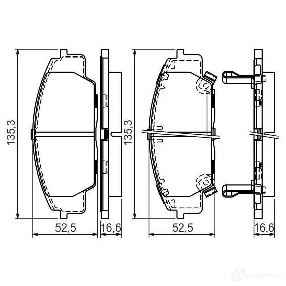 Тормозные колодки, комплект BOSCH 342298 23178 7702D829 0986494311
