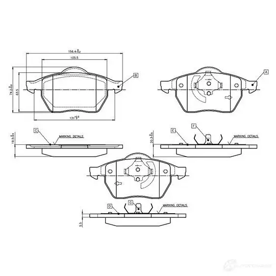 Тормозные колодки, комплект BOSCH D 555BES 7434 D 555BES 7434 6014076 0986tb2212 изображение 0
