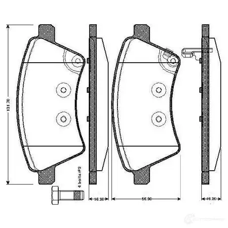 Тормозные колодки, комплект BOSCH X0 ENWI2 0986tb2936 6016820 4047024257276 изображение 0