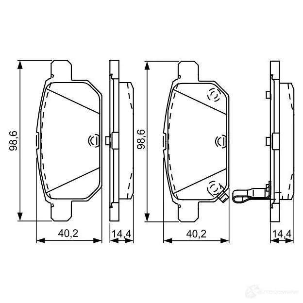 Тормозные колодки, комплект BOSCH BP1590 342802 0986495301 E9 90R-02A1081/3167