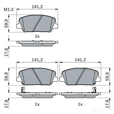 Тормозные колодки, комплект BOSCH 1425140180 0986494979 BP1927 24915 изображение 0