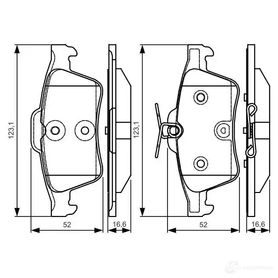 Тормозные колодки, комплект BOSCH E9 90R - 01119/400 23482 0986tb3197 6016700 изображение 0