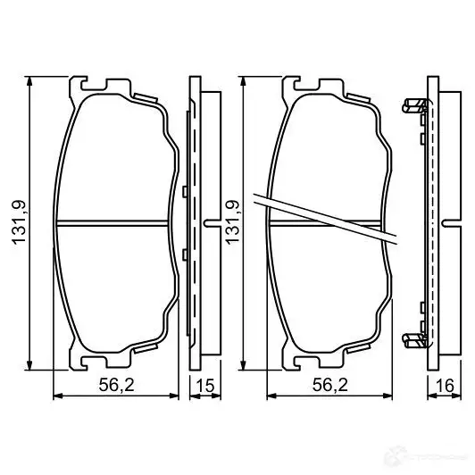 Тормозные колодки, комплект BOSCH 342245 0986494258 2377 7 7624D755