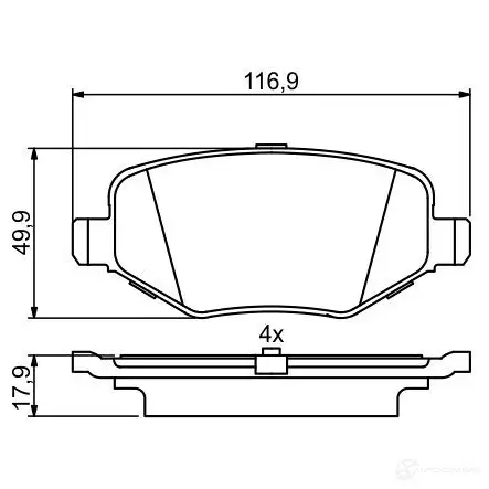 Тормозные колодки, комплект BOSCH 0986495396 25886 1193485284 BP1769 изображение 0