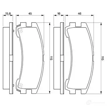 Тормозные колодки, комплект BOSCH BP 157 PN6LI 0986424323 336160