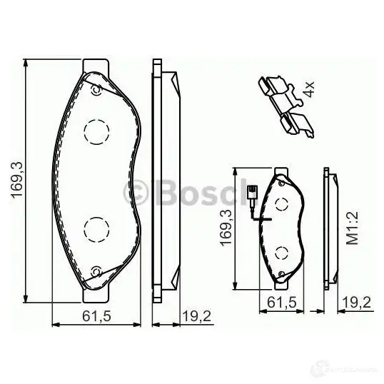 Тормозные колодки, комплект BOSCH 8689-D1489 1193483592 24468 0986494591 изображение 5
