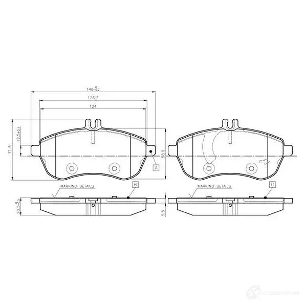 Тормозные колодки, комплект BOSCH D1340 8451 D1340 8451 6016824 0986tb3048