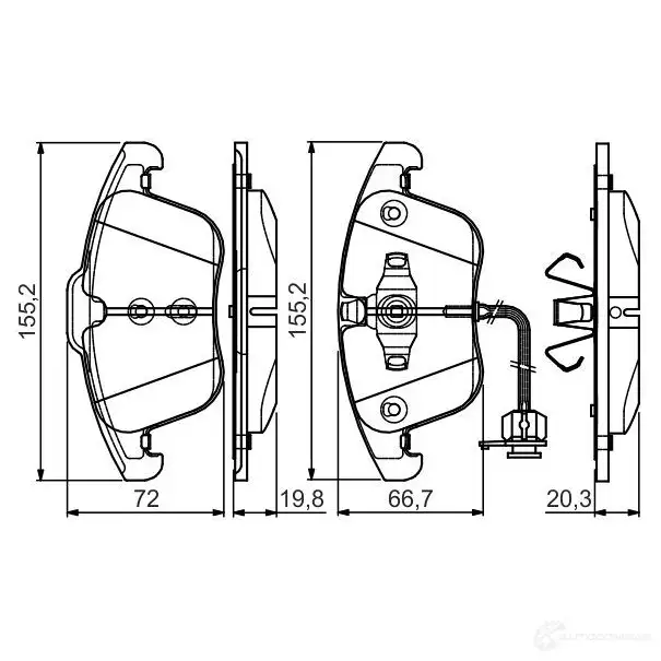 Тормозные колодки, комплект BOSCH BP1548 0986495129 342692 24705