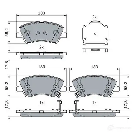 Тормозные колодки, комплект BOSCH SC 5OB 0986424952 1437921846