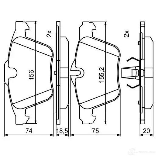 Тормозные колодки, комплект BOSCH 0986494808 24079 BP1982 1193484165 изображение 0