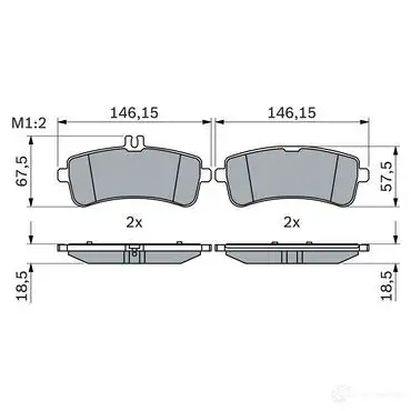 Тормозные колодки, комплект BOSCH CAY EU 1437243489 0986494764