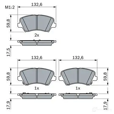 Тормозные колодки, комплект BOSCH 0986424863 V 9M14M 1437243599