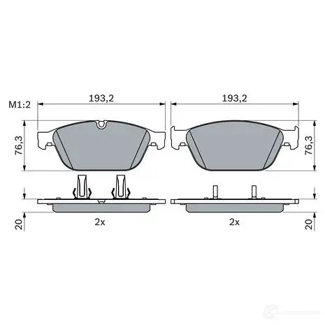 Тормозные колодки, комплект BOSCH 25160 1425140187 BP1951 0986494988 изображение 0