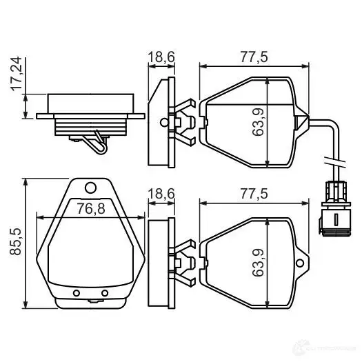 Тормозные колодки, комплект BOSCH 0986494436 21452 342417 8469-D1360