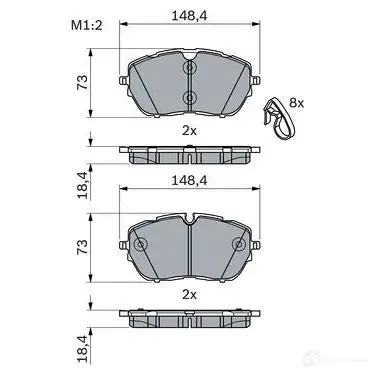 Тормозные колодки, комплект BOSCH 1425140164 22 218 0986494946 BP1797