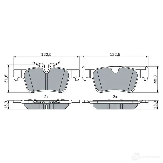 Тормозные колодки, комплект BOSCH 1437243506 UHK7 F 0986424802 изображение 4