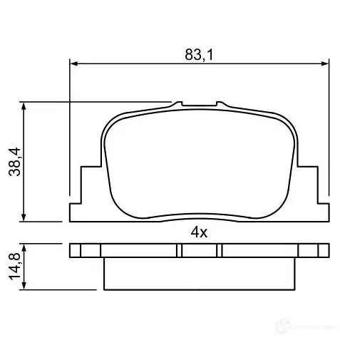 Тормозные колодки, комплект BOSCH 342870 4ET 8L 0986495389 4047025759892