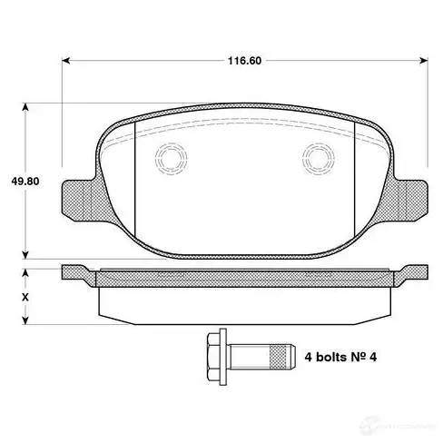 Тормозные колодки, комплект BOSCH 0986tb3122 4047024790780 6014286 4 MO6MQ