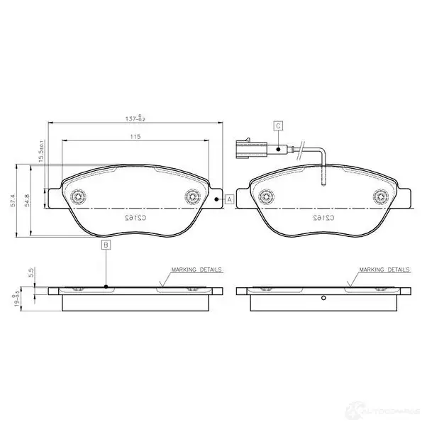 Тормозные колодки, комплект BOSCH 1193496801 AVEOH 0986tb2961 E9 90R - 01108/1407
