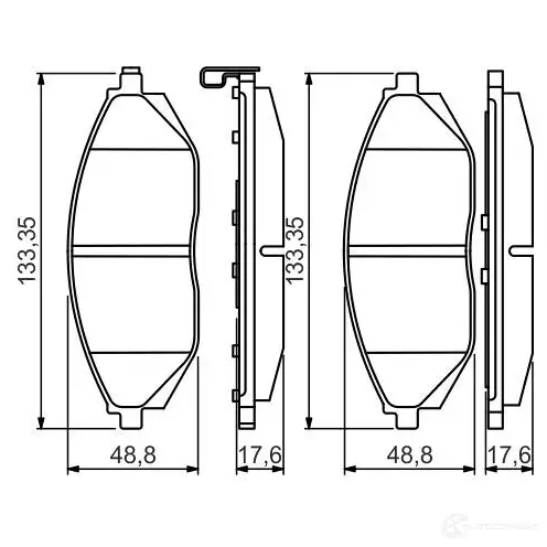 Тормозные колодки, комплект BOSCH BP1641 342839 25268 0986495349