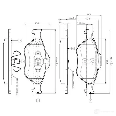 Тормозные колодки, комплект BOSCH D1175 8289 0986tb2812 6016890 D1175 8289 изображение 0
