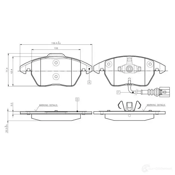 Тормозные колодки, комплект BOSCH D1107 8212 D1107 8212 0986tb2457 1193496672