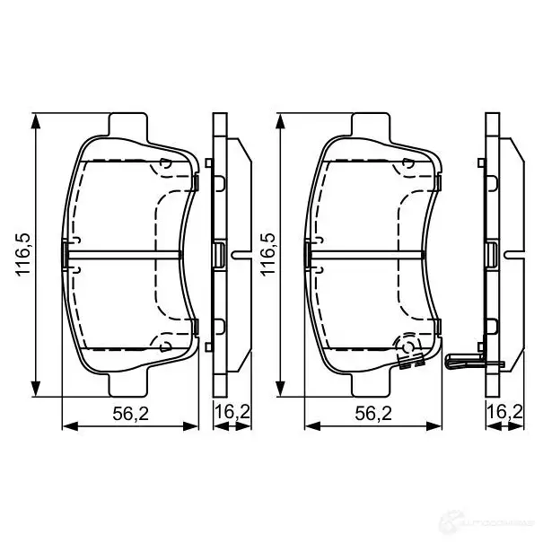 Тормозные колодки, комплект BOSCH E9 90R-02A1080/2599 0986495318 342815 BP1607