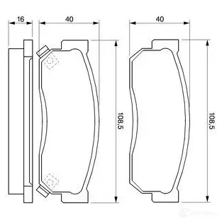 Тормозные колодки, комплект BOSCH 0986424160 21 224 7155D275 336094