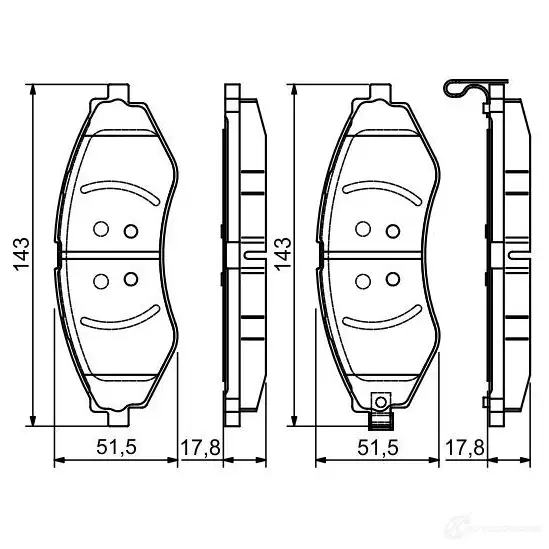 Тормозные колодки, комплект BOSCH 23234 342682 BP1487 0986495116