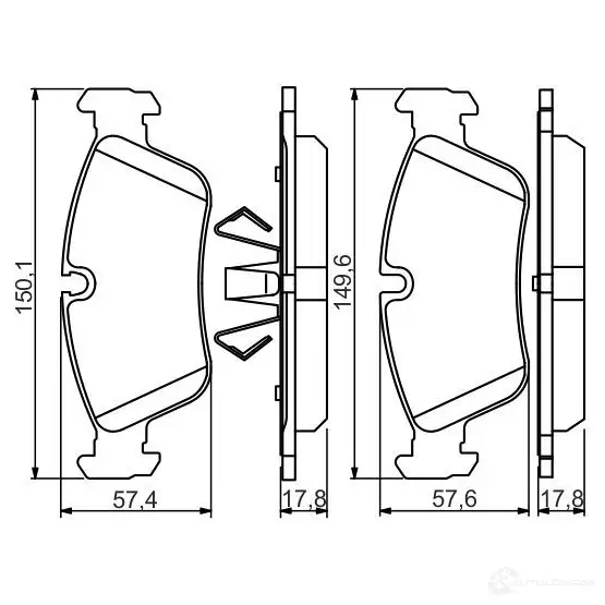 Тормозные колодки, комплект BOSCH 342787 23935 0986495276 BP1582