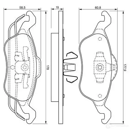 Тормозные колодки, комплект BOSCH 7690D816 23 154 0986424450 336209