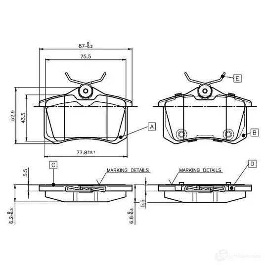 Тормозные колодки, комплект BOSCH D 1023 7773 6016604 D 1023 7773 0986tb3066 изображение 0