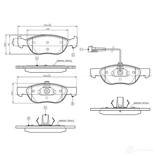 Тормозные колодки, комплект BOSCH E9 90R - 01108/740 WVA 21927 0986tb2282 6014014 изображение 0