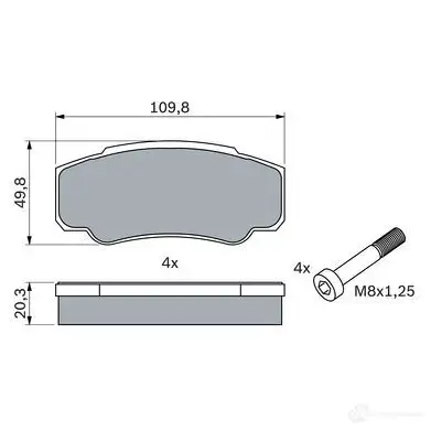 Тормозные колодки, комплект BOSCH RCF0 4 0986424876 1437243587