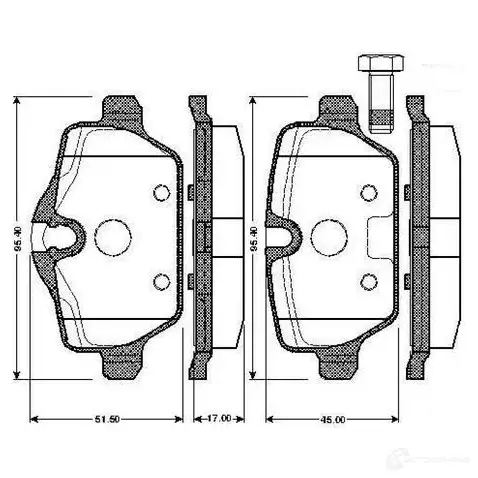 Тормозные колодки, комплект BOSCH D1226 8345 0986tb2890 6016444 D1226 8345