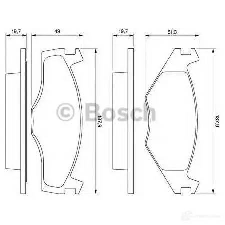 Тормозные колодки, комплект BOSCH 6015500 7UN1 43 0986465961