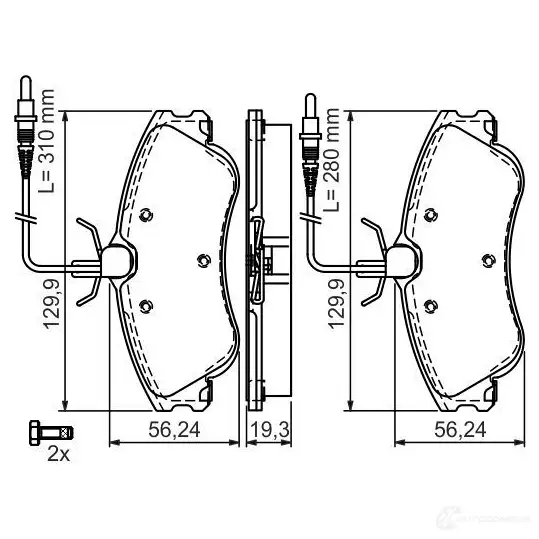 Тормозные колодки, комплект BOSCH BP204 342590 0986495008 23124
