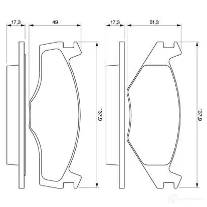 Тормозные колодки, комплект BOSCH 7183D280;7209D280;7243D280;7210D307 20 887 337768 0986461106